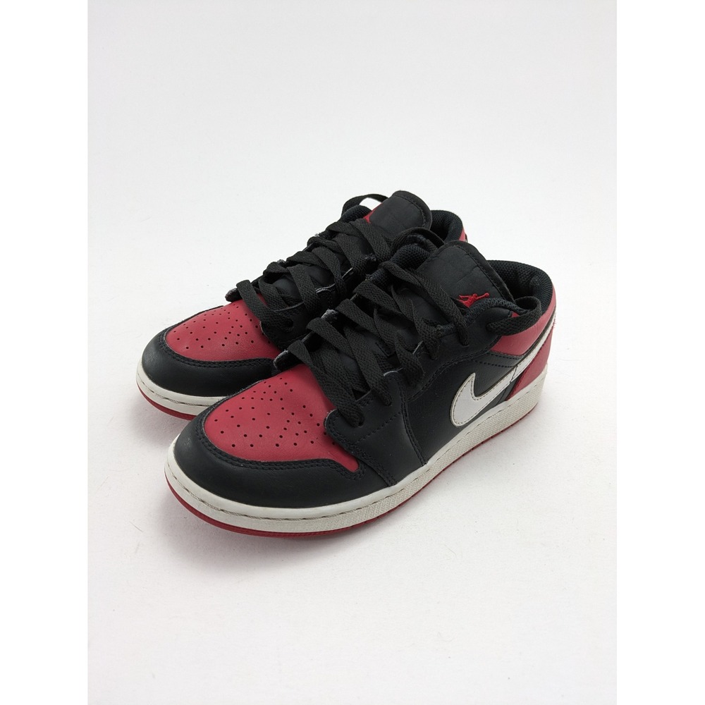 Youth Air Jordan 1 Low Black Red Retro Basketball Shoes 553560-066 Size 5Y - Picture 5 of 7